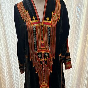 Vintage Velvet Embroidered Bedouin Maxi Dress